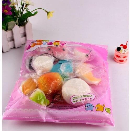 10Pcs Medium Mini Soft Squishy Bread Cute Package Toys Key Rising Wipes Anti-Stress Toys Dropshipping 2021