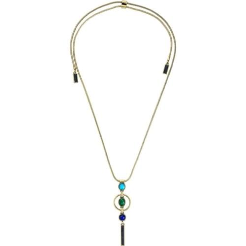 Trendy Colorful Synthetic Stone Long Adjustable Necklace For Women Free Shipping Jewelry Accessory Dangle Necklace Wholesale