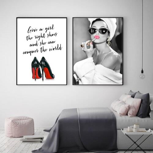 Fashion Lady High Heels Modern Posters and Prints Wall Art Canvas Painting Fashion High Helels Picture for Girls Bedroom Decor