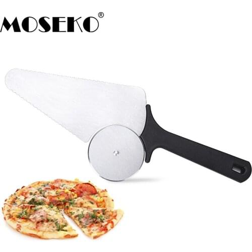 MOSEKO 2 in 1 Pizza Cutter Pizza Divider Pie Server Knife Sharp Pizza Wheel Slicer Stainless Steel Dessert Divider Pastry Tool