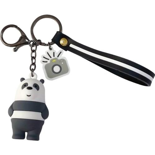 New Three-Dimensional Doll fur pompom Key Chain cute three Bear chain Pendant Car Keychain Couple Bags DIY Keyring wholesale