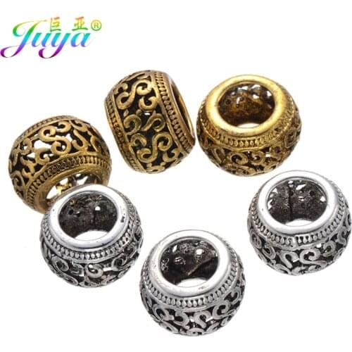 Wholesale Big Hole Metal Beads Antique Bronze Hollow European Beads Accessories For Women Mne Beadwork Jewelry DIY Making