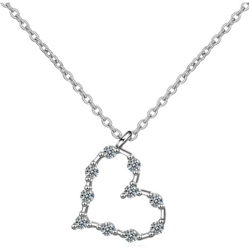 TJP New Top Quality Silver 925 Pendants Necklace For Women Jewelry Fashion Crystal Black Heart Choker Necklace Lady Accessories