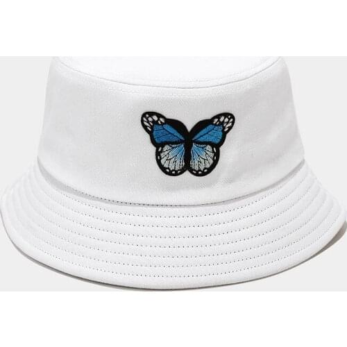 Purple Butterfly Harajuku Fishermans Hats Sunscreen Casual Beach Sun Cap Outdoor Unisex Bucket Hat Foldable Cotton Panama Caps