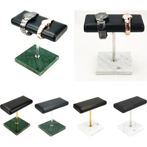 Portable Marble Base Watch Display Stand PU Leather Watch Stand Jewelry Organizer Holder Placement Jewelry Watches Bracelet