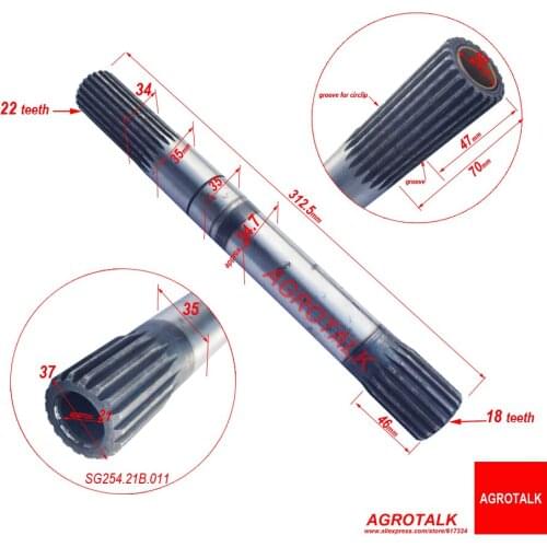 SG254.21B.011 the clutch shaft (18 teeth + 22 teeth ) for China Yituo tractor SG254