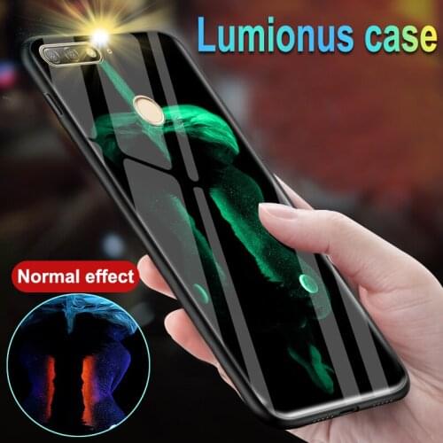 Luminous Tempered Glass Case For Huawei P Smart FIG-LX1 Sexy Body Back Cover For Huawei Honor 7C AUM-L41 / 7A Pro Capa