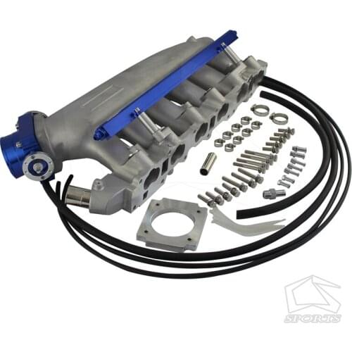 Intake Manifold +Fuel Rail & 80mm VQ35TPS Throttle Body Fits For N*issan R*33 R*32 R*B25