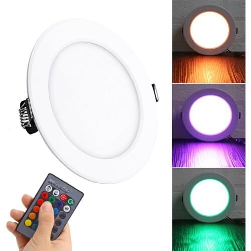 10W Recessed Mounted Round RGB LED Panel Light With Remote Control And 120 Degree Beam Angle Suitable For Home Decorating