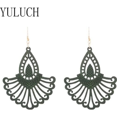 YULUCH Women wood geometric pendant earrings elegant art wooden jewelry girls party casual accessories gifts ladies earring