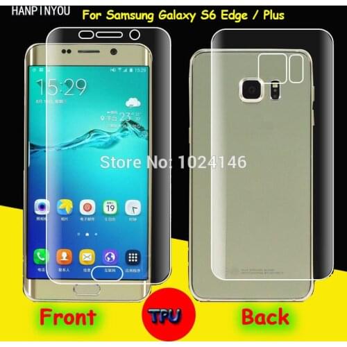 Front / Back Full Cover Clear Soft TPU Film Screen Protector For Samsung Galaxy S6 Edge / Plus , Cover Curved Part (Not Glass)