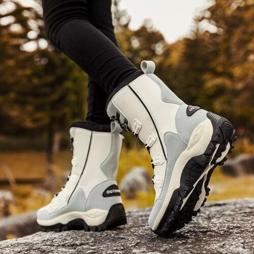 Winter Outdoor Snow Boots Womens Mid-tube Waterproof Non-slip Plus Velvet Warm Hiking Shoes Women Zapatos De Mujer Botas Mujer