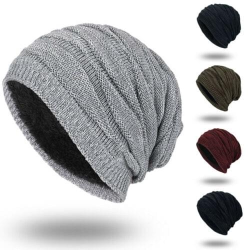 Winter Warm Women Men Hat Slouch Baggy Hat Solid Beanie Ski Knitted Thick Cap Beanie Hot Sales