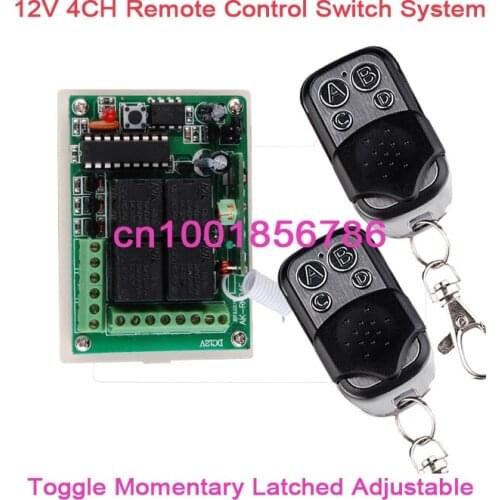 1 Receiver & 2Transmitter 12V 4CH(Channel) Wireless Remote Control System Working Way is adjustable 200M F garage door /lamp