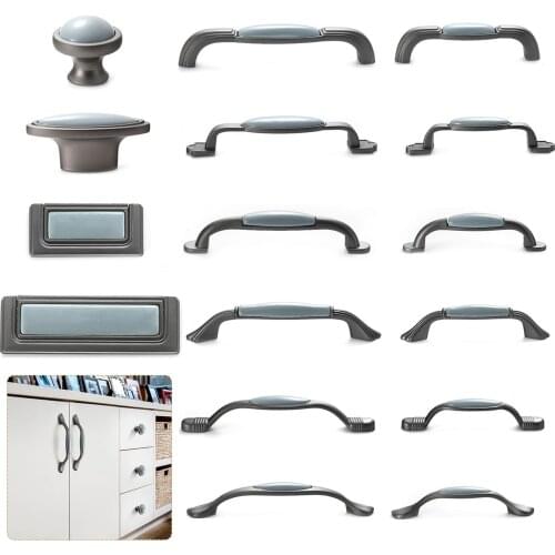 1pc Ceramic Handle Oval/Round Button Knob Simple Rectangle Panel Pull Vintage 36-171mm Length Alloy Decor Mediterranean w/screws