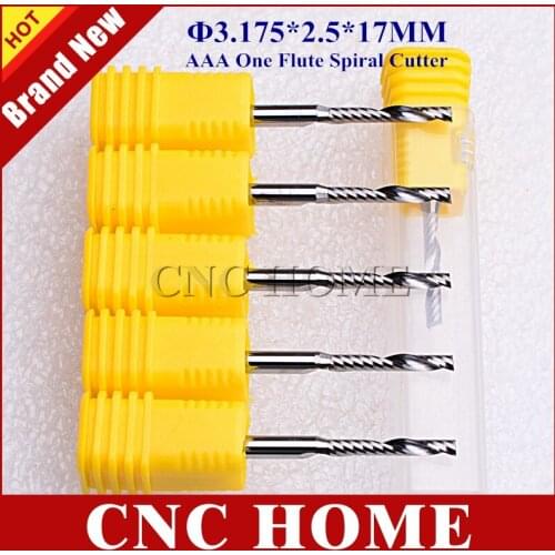10pc 3.175*2.5*17MM AAA One Flute Spiral CNC End Mill Cutter, K66 Carbide Milling Tool Bit, Wood MDF Cutting Bits on CNC Machine