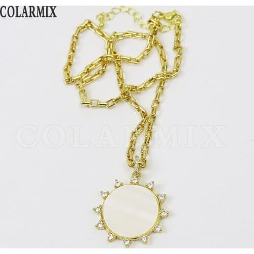 3 Pcs Zircon Slar Pendant necklace jewelry accessories White shell pendant Jewelry Necklace New design 31618