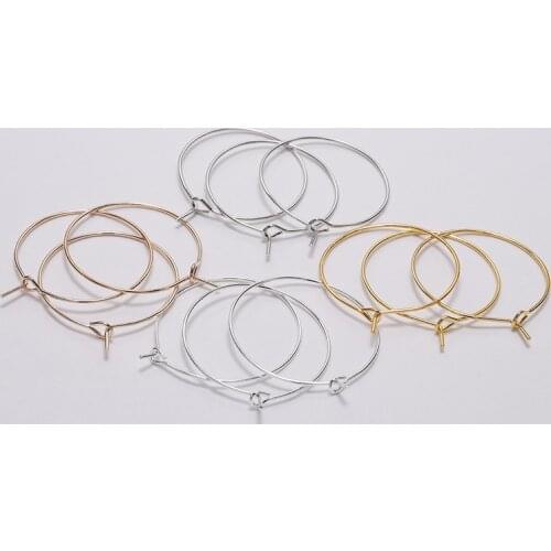 50pcs 20 / 25 / 30 / 35 / 40mm Round Metal Open Ring Big Earrings Ear Hook DIY Making Earrings Jewelry Accessories