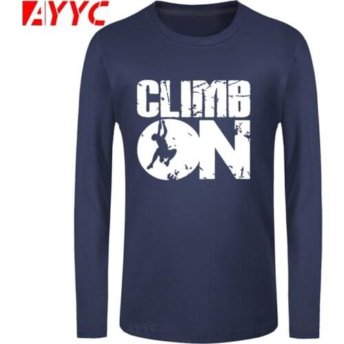 AYYC long sleeve tee Climb on Letter Print Brand T-Shirts for Men Cotton Slim Fit Casual T Shirts Tee Tshirt Homme