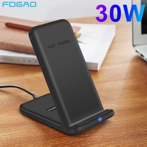 FDGAO 30W Quick Qi Wireless Charger For iPhone 12 11 Pro Max XS XR X 8 Samsung S20 S10 Note 20 10 Induction Fast Charging Stand