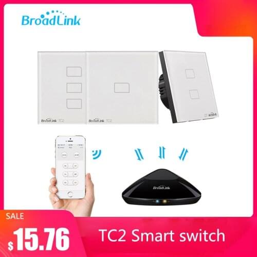 Broadlink TC2 1/2/3Gang EU Standard Light Switch Modern Design White Touch Panel Wifi Wireless Smart Control Via RM Pro/RM4 pro