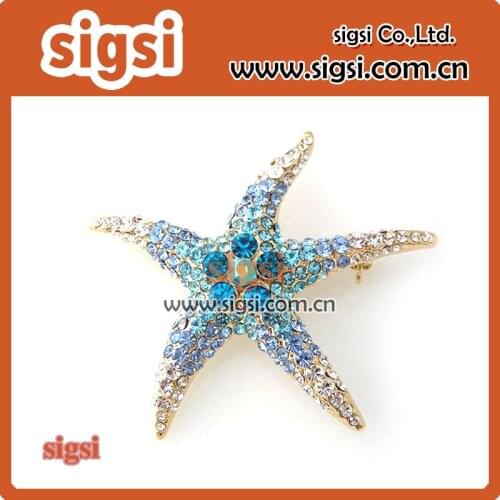 Marine Animal Crystal Rhinestones sea star Brooch Pin Fashion Girl Jewelry Sea Star Starfish Brooches Pins