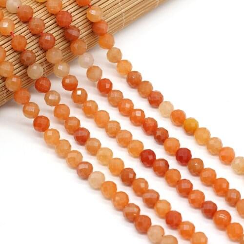 Natural Stone Beads Round Shape Faceted Red Aventurine Loose Spacer Beaded For Jewelry Making DIY Bracelet Necklace Accessories