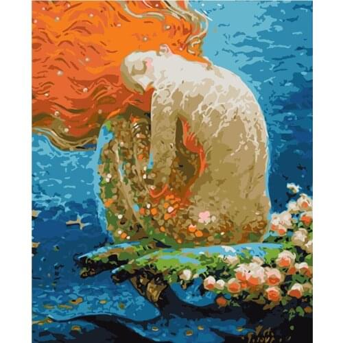 DIY Painting By Numbers Mermaid Girls lover Drawing On Canvas HandPainted Painting Art Gift DIY Home Decoration