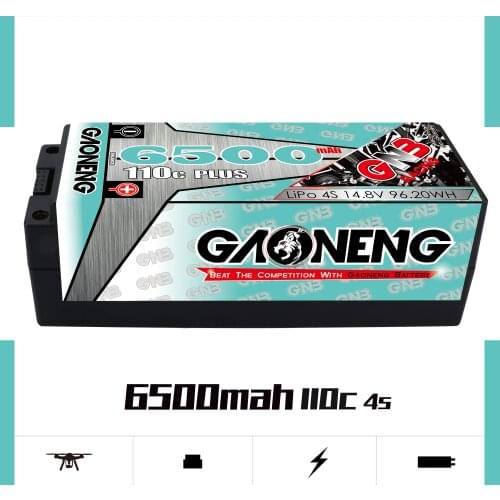 Gaoneng GNB 6500mAh 4S 14.8V 110C 5.0mm Bullet Hardcase LiPo Battery XT90/XT60/T/EC5 Plug for 1:8 1/8 four drive off-road RC Car