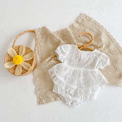 Hetiso 2021 Spring Baby Girls Clothes Baby Bodysuit + Apron Princess Lace Jumpsuit Casual Cotton Toddler Rompers Clothes Baptism