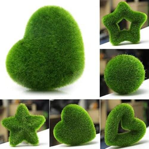 Simulation Green Potted Plants Flocking Love Star Artificial Small Bonsai Grass Ball Home Xmas Decor Ornaments Gift Photo Props