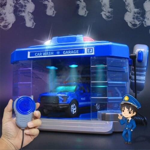 Simulation Spray Parking Lot Model Fire car sanitation car Alloy Car Washing Garage Call Machine Children Montessori toy For Boy