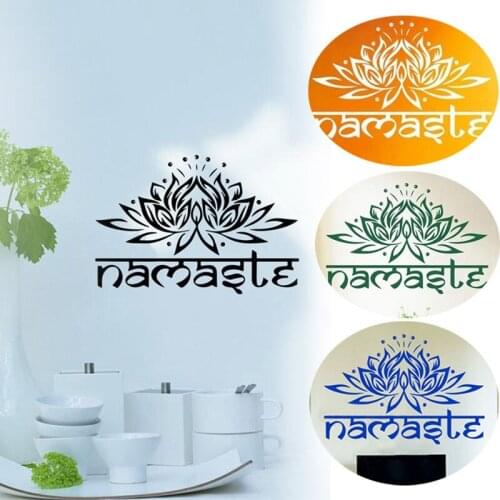 Fashion India Namaste Word Religion Wall Stickers Decal Lotus Ganesha Bedroom Flower Home Decoration J2Y