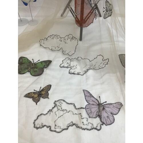 New embroidery lace fabric best quality L-78882 african tulle mesh lace with beads for sawing dress