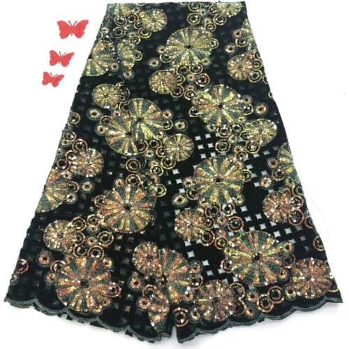 Burnt orange lace sequin fabric latest, African lace fabric dress flower, embroidered lace dress tulle lace with sequins J0438