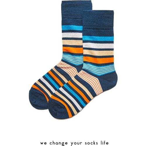 Charlie Campp 2018 New Four Seasons Appropriate Color Thick Stripes Fashion Casual Trend Personality Wild Mens Socks HY1029