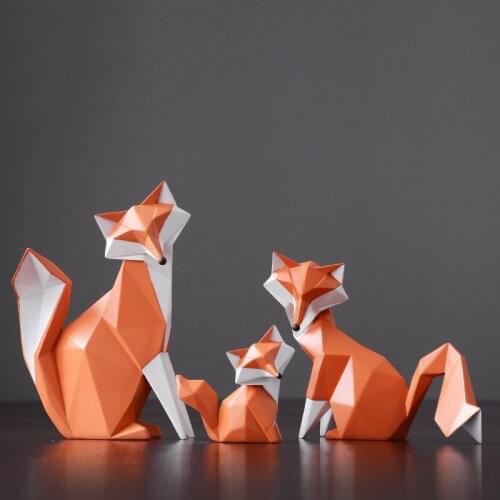 NEW 2020 NORDIC MODERN ABSTRACT GEOMETRIC FOX STATUE DESKTOP ORNAMENTS CREATIVE FOR OFFICE HOME DECORATIONS ANIMAL RESIN CRAFTS