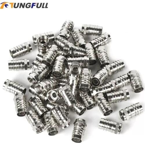 50pcs of RG6 Type F Male Coax Crimp on Connector RF/Video signal plugs Brass materials WEATHERPROOF CONNECTOR Terminals