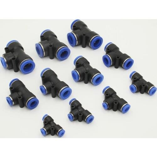 PE Air Connectors 4mm 6mm 8mm 10 12MM Pneumatic Fitting Quick Connect Slip Lock Tee 3Way Plastic Pipe Water Hose Tube Connector