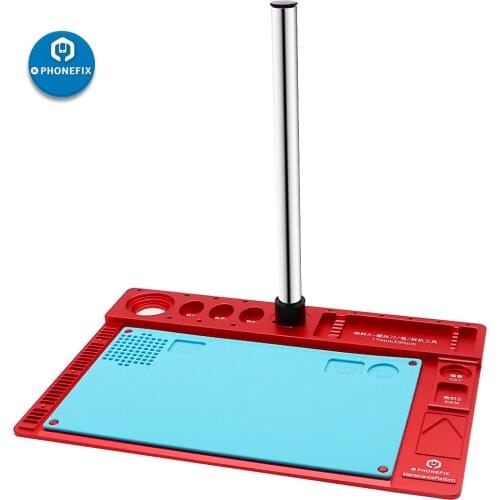 Aluminum Alloy Pad Soldering Mat for Microscope Fixed Base Stand Holder Heat-Resistant Work Pad for Phone PCB Soldering Repair
