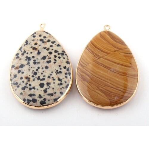 Natural Stone Drop Pendant charm for DIY making necklace jewelry 8 color mix