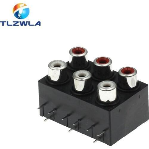 100PCS AV6-8.4-22 Socket RCA lotus socket Audio And Video Socket Signal Socket Sealed 6-Hole Bit