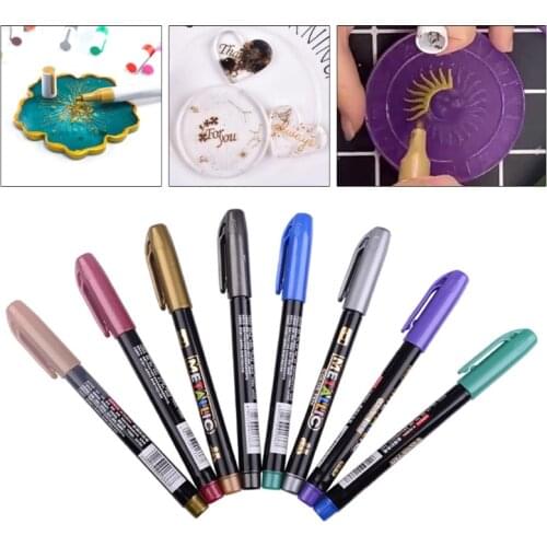 8 Colors Epoxy Resin Drawing Pen Graffiti Point Pen Acrylic Paint Highlights Metallic Permanent Marker
