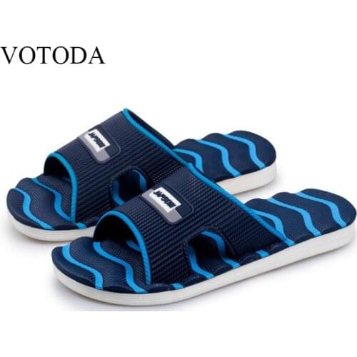 VOTODA New Mens EVA Waves Striped Slippers Men Mixed Color Home Bathroom Massage Slides Casual Beach Breathable Flip Flops Hot