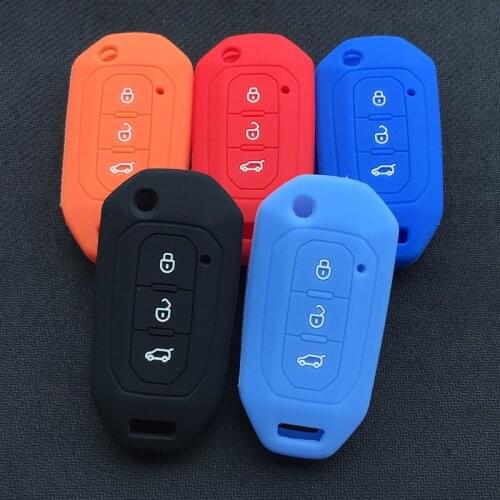 Silicone car key cover case for ford territory EV 3 button floding key