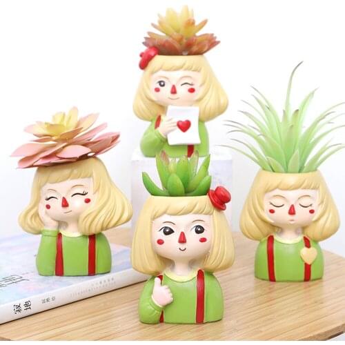 Cute Girls Shaped Flower Pot Succulent Cactus Plant Pots Bonsai Planter For Home Garden Office Desktop Decoration