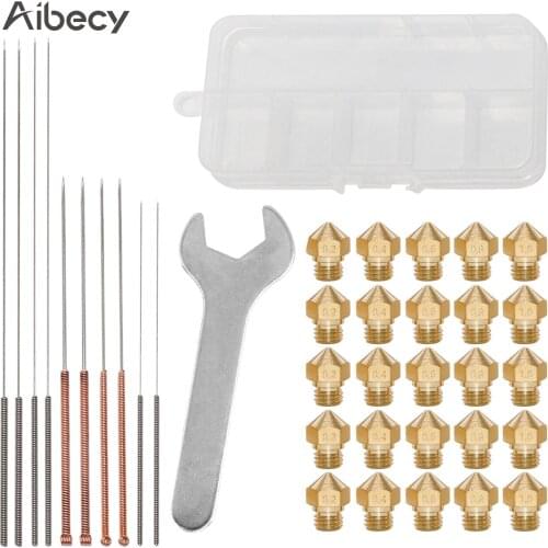 Aibecy 3D Printer Nozzles Maintenance Tool Kit MK10 M7 Thread Extruder Brass Nozzle 0.2/0.4/0.6/0.8/1.0mm Print