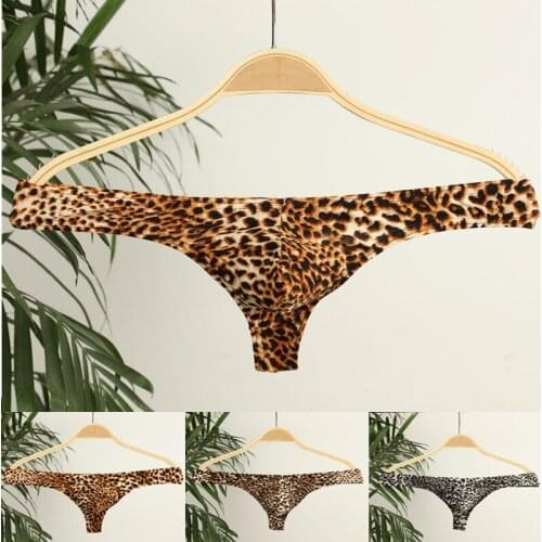 Mens Leopard Print Underwear Thongs Men G-string Male Sexy Elephant Nose Big Pouch Briefs Gay Panties Convex pocket underwear