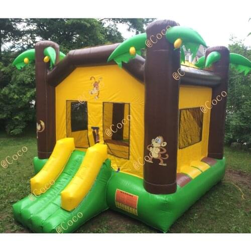 Free air ship to door,4.5x4m/15x13ft party Amusement Forest Themed Bouncer Inflatable Bounce House bounce castle with slide