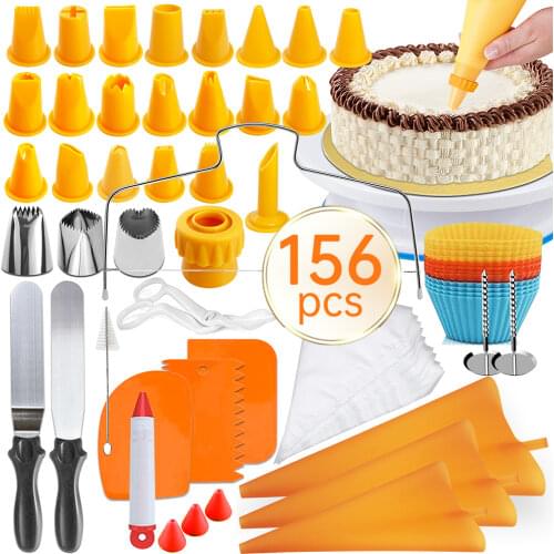 156PCS Cake Turntable Set Rotating Platform Multifunctional Cakes Decorating Tools Fondant Kit Kitchen Dessert Baking Supplies